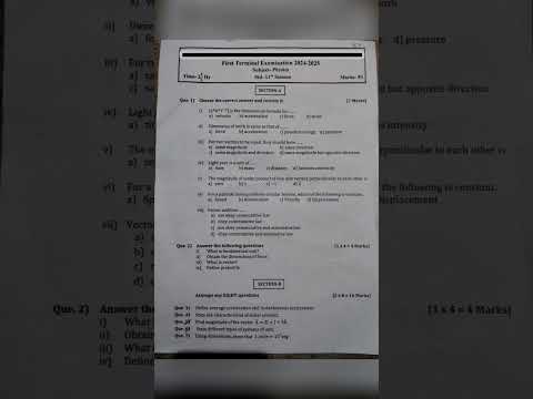 Class 11th Physics first semester exam 2024-25 | first term exam| maharashtra board| #firsttermexam