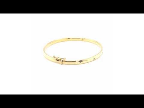 9ct Yellow Gold Diamond Set Polished Bangle - 05460104 | Johnsons Jewellers