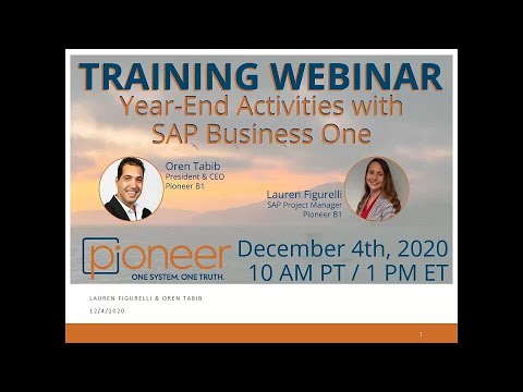 Year End Activities with SAP Business One Training Webinar