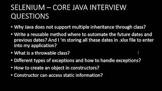 Selenium Core Java Interview Questions (Part-01) | Core Java Interview Questions
