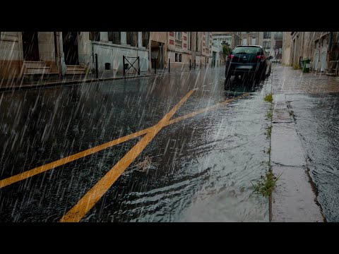 Walking in the Heavy Rain | 3Hours 4K Walk in Bordeaux France| ASMR Rain sounds for sleeping