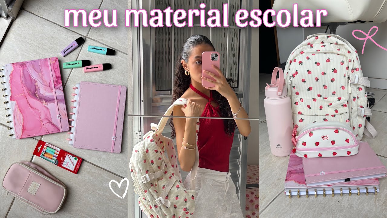 meu material escolar 2025 completo!🎀 *canetas, mochila, estojo*