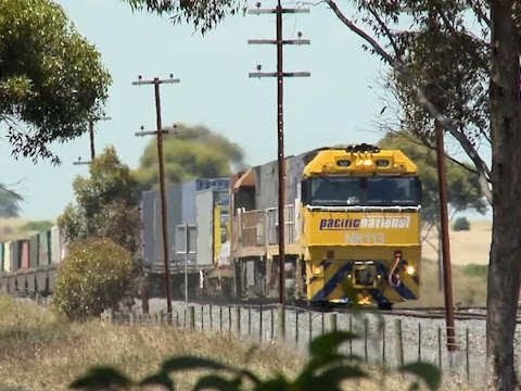 Freight Train in Country Victoria - Melbourne to Perth TOLL service (MP4)