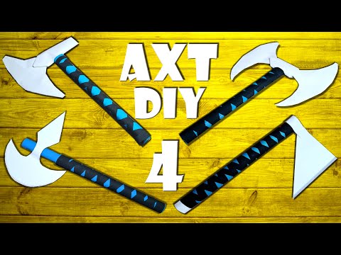 Axt selber machen Spielzeug aus Papier basteln 4 Videos - paper battle axe toy winter DIY craft [4K]
