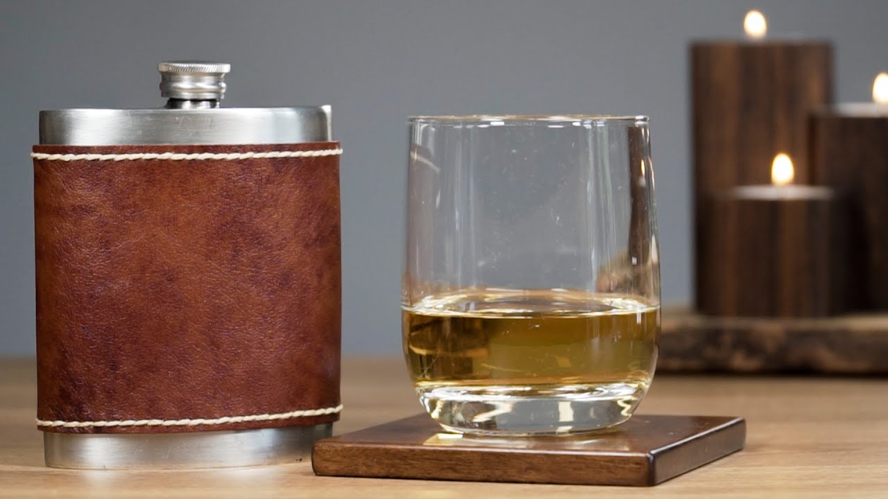 Leather Whiskey Flask Sleeve