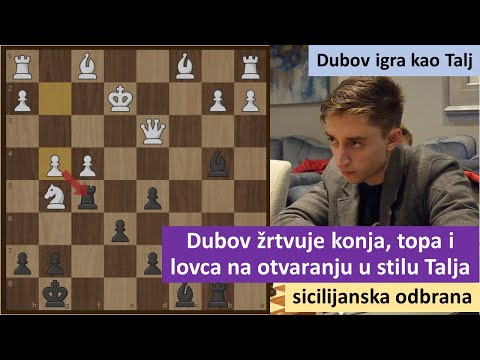 Danil Dubov žrvuje konja, topa i lovca na otvaranju u stilu Talja   sicilijanska odbrana