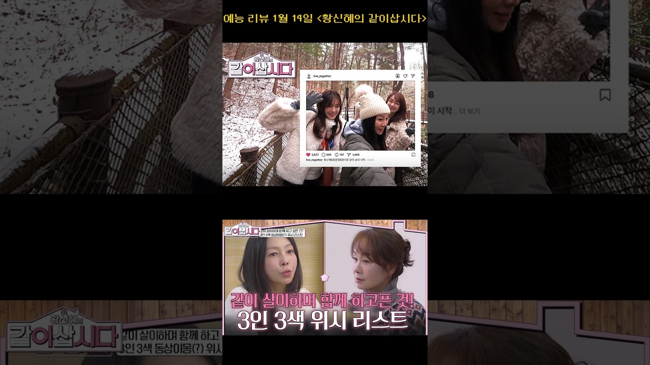 예능리뷰 황신혜의 같이삽시다 1월14일 방영