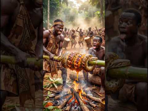 Cooking Python: GIANT African Snake Roast - Mbuti Forest Ritual! 🐍🔥 #shortsviral