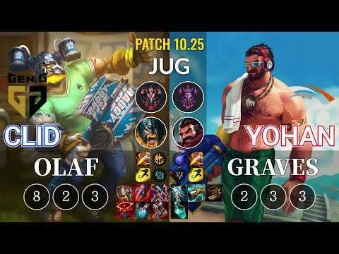 GEN Clid Olaf vs HLE yoHan Graves Jungle - KR Patch 10.25