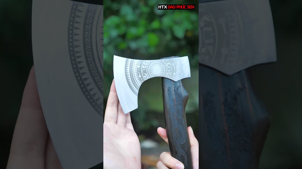 Rìu đi rừng khắc hoa văn R03M chịu lực tốt, HÀNG CHUẨN CỦA DAO VIP - HTX DAO PHÚC SEN