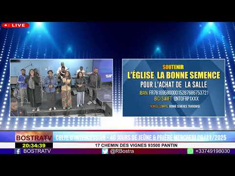 CULTE D'INTERCESSION - 40 JOURS DE JEÛNE & PRIÈRE MERCREDI 26/11/2025