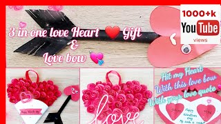 Handmade Valentines day craft|3in1 gift idea|DIY|Heart pen,card,Bouquet,walldecor|easy|@Mulumathi