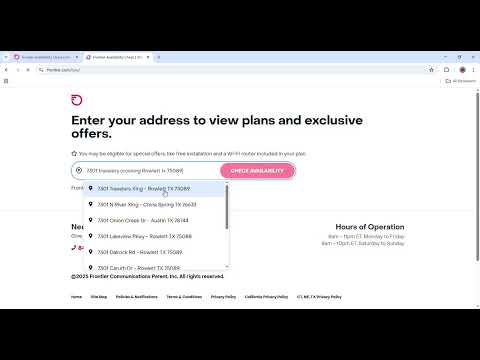 Frontier Availability Address