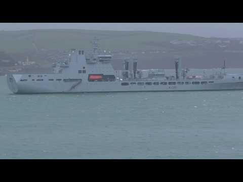 RFA Tideforce A139 Videoed From MV Armorique, Plymouth, England 14th March 2020