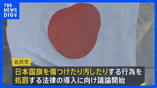 高市総理の“悲願”「国旗損壊罪」導入に向け自民党内で議論始まる　日本国旗にも罰則を定めるか・対象となる損壊範囲をどう定めるかなどが論点へ｜TBS NEWS DIG