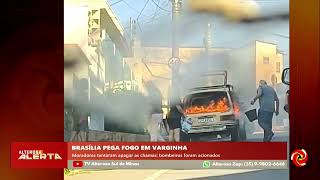 Carro fica completamente destruído após incêndio em Varginha