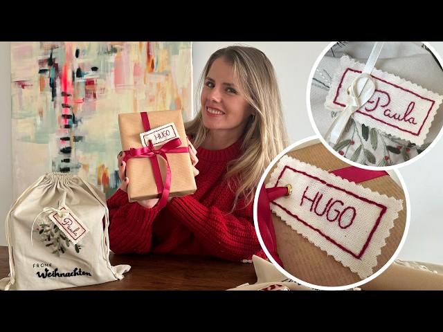 DIY Geschenkanhänger: Bestickte Namensschilder für persönliche Geschenke