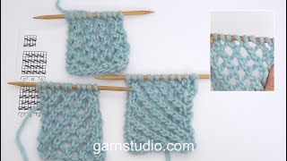 Three variants of the same simple lace pattern.