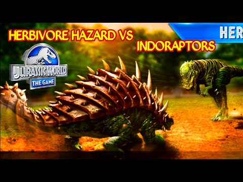 HERBIVORE HAZARD VS INDORAPTORS | JURASSIC WORLD THE GAME