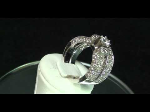 2.85CT Cathedral Pave Diamond Engagement 14K Ring Set