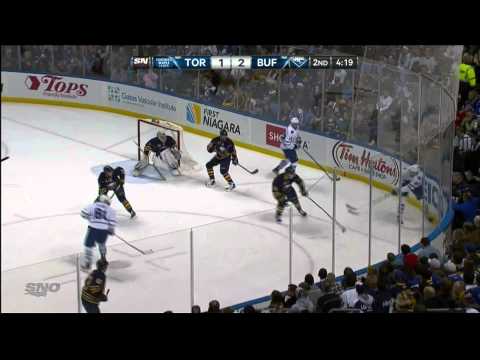 Marcus Foligno backhand goal 2-1 Toronto Maple Leafs vs Buffalo Sabres 11/15/13 NHL Hockey.
