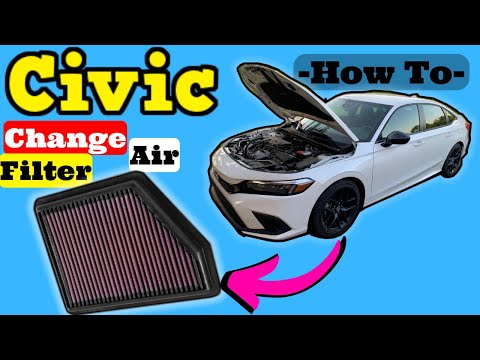 Honda Civic How to Replace 2.0L Engine Air Intake Filter Sport LX K&N Replacement Install 2022 2023