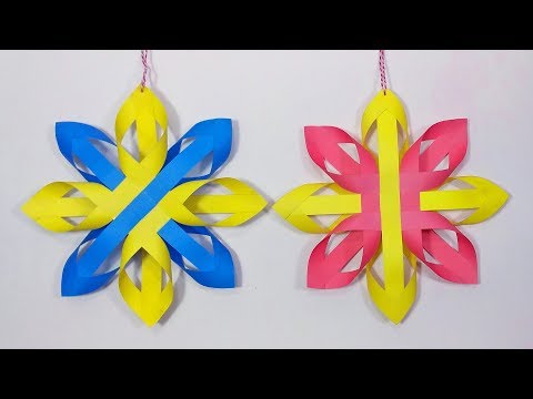 How to Make Hanging 3D Snowflake for Christmas Decoration - DIY Paper Snowflake Making Tutorial