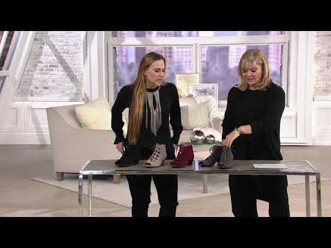 Earth Suede Lace-up Peep Toe Sandals - Aurora on QVC