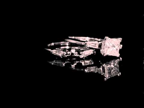 1.50 CT TW VS2 G PRINCESS DIAMOND RING SET 14K WHITE GOLD