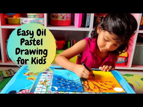 Easy Oil Pastel Drawing for Kids | Day and Night Tree | Oil Pastel Art for Kids