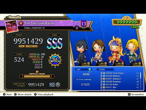 Theatrhythm Final Bar Line : FFVI - "The Decisive Battle" - Supreme Difficulty All Critical