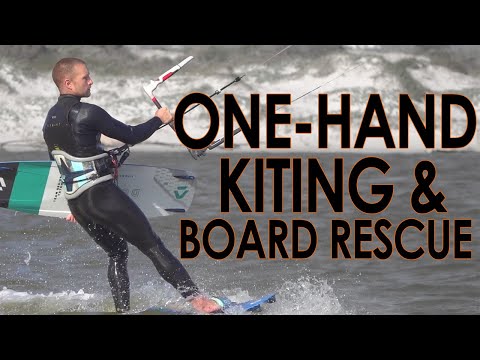 Kitesurfing one handed & board rescues (kiteboard, twintip tutorial)