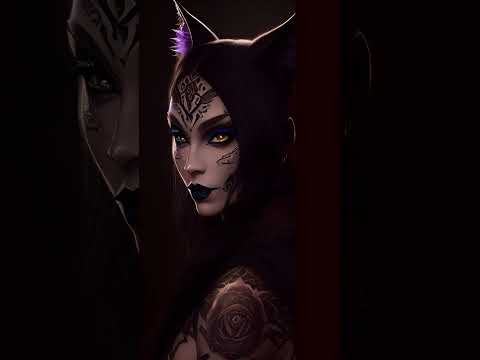 Sexy Werewolf Cat Hybrid Transformation: Provocative Clothing, Tattoos, Moonlight Fantasy