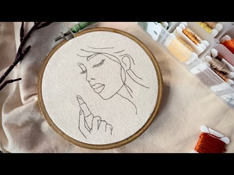 Cute girl and lipstick embroidery tutorial || Embroidery for Beginners - Let’s Explore