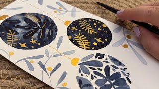 Watercolor Christmas card- Two colors only