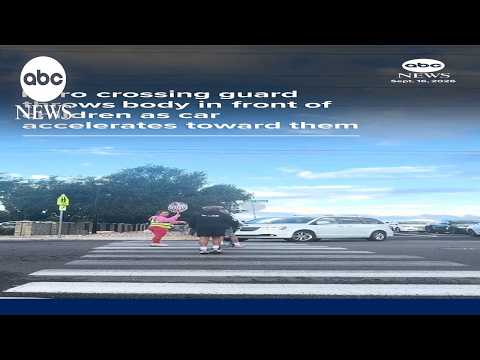 Hero crossing guard blocks car from hitting children