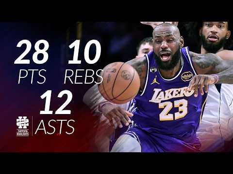 LeBron James 28 pts 10 rebs 12 asts vs Mavericks 25/26 season