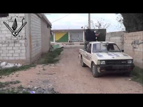 استهداف تحصينات قوات النظام في حاجز الديرخبية في ريف دمشق بواسطة رشاش 14 من قبل لواء أسامة بن زيد