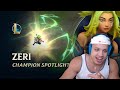 Tyler1 reacts to Zeri Champion Spotlight | Gameplay - League of Legends
