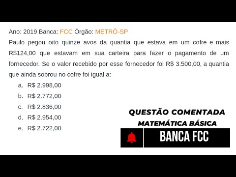 Frações no Dia a Dia! Questão FCC 2019 Resolvida Passo a Passo | Matemática para Concursos