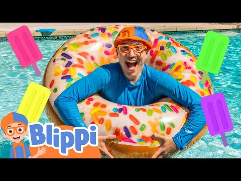 Blippi's Swimming Pool Playtime for Kids | Blippi - Learn Colors and Science