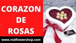 Como hacer caja de CORAZON ❤ de ROSAS y CHOCOLATES. Como ser un florista profesional