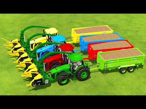 HARVEST, LOAD & TRANSPORT WITH COLORED JOHN DEERE, SCANIA & NISSAN TRUCKS - Farming Simulator 22