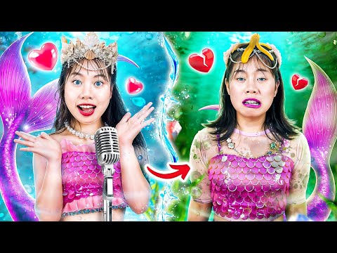 Popular Mermaid Becomes Unpopular Mermaid! Poor Girl Helps Baby Doll Regain Her Voice!