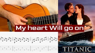 My heart will go on Celine dion (Titanic) Fingerstyle Guitar Tutorial l TAB l With slow version