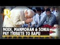 PM Modi Manmohan Singh Sonia Gandhi Pay Homage To Mahatma Gandhi The Quint