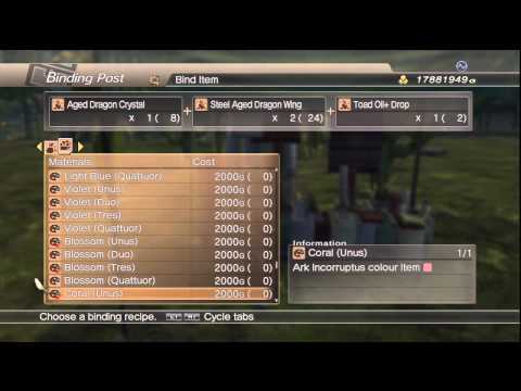 WKC 2 Items - Knight Colors Complete Binding List - White Knight Chronicles II HD