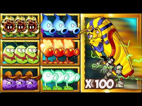 PvZ2 - Team 3 Plants Use 5 Plant Food Vs 99Pharaoh Zombie LV10 Max Speed -Which Team Plant Will Win?