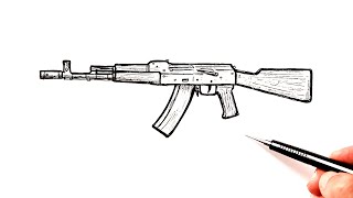 How to draw AK 47 Kalashnikov  Easy Drawing