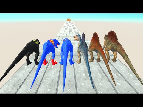 SUPER HEROES Dinosaur Mavel Speed Race get a Gold Pig | Animal Revolt Battle Simulator